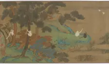 Landscape with Gibbons and Cranes, Qing dynasty, 18th century. Creator: Unknown