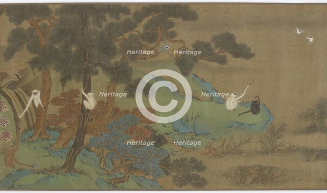 Landscape with Gibbons and Cranes, Qing dynasty, 18th century. Creator: Unknown.