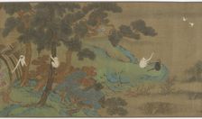 Landscape with Gibbons and Cranes, Qing dynasty, 18th century. Creator: Unknown