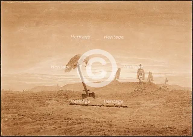 Landscape with Graves, ca 1836. Artist: Friedrich, Caspar David (1774-1840)