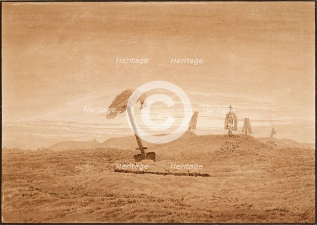 Landscape with Graves, ca 1836. Artist: Friedrich, Caspar David (1774-1840)