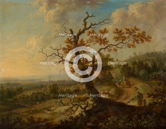 Landscape with Grazing Farm Animals, 18th century. Creator: Christian Georg Schutz.