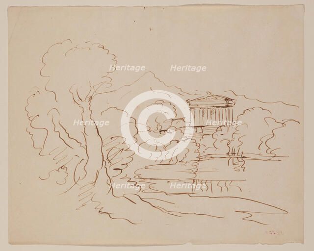 Landscape with Greek Temple, c1820-1848. Creator: Thomas Cole.