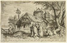 Landscape with Gypsy Women Near a Farm Building, c. 1610. Creator: Andries Stock