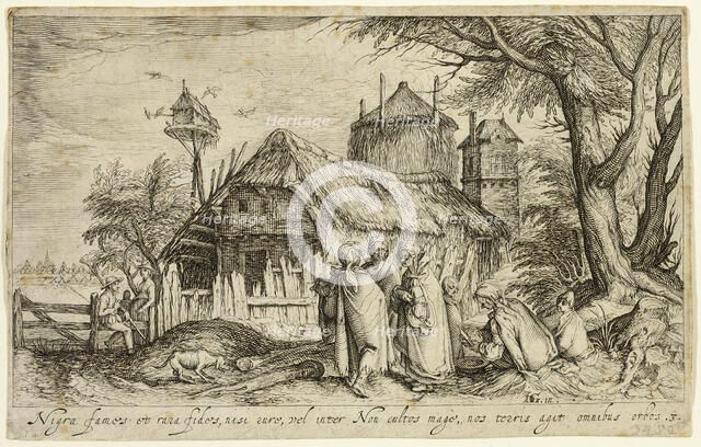 Landscape with Gypsy Women Near a Farm Building, c. 1610. Creator: Andries Stock.