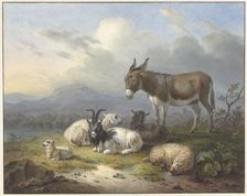 Landscape with donkey, goat and sheep, 1791-1850. Creator: Dirk van Oosterhoudt