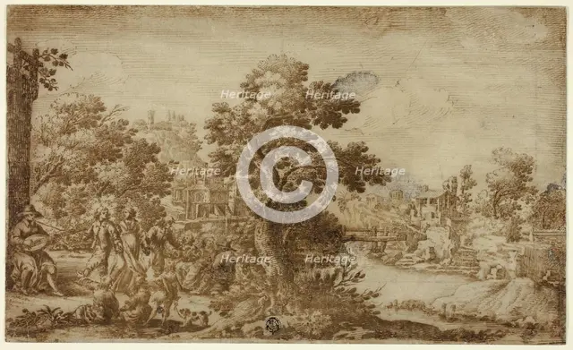 Landscape with Dancers and Musicians, n.d. Creator: Ercole Bazicaluva.