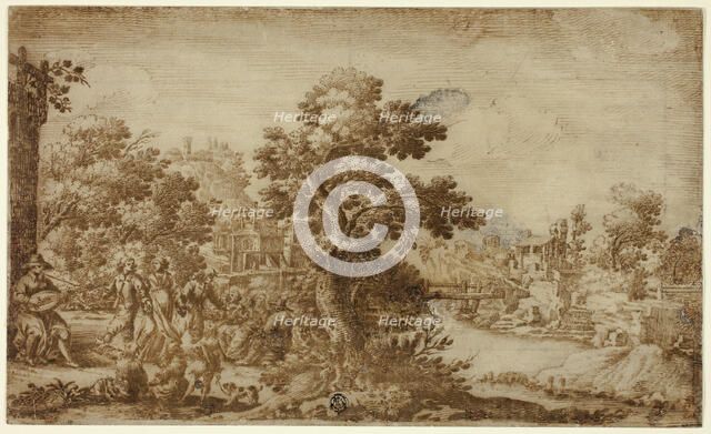 Landscape with Dancers and Musicians, n.d. Creator: Ercole Bazicaluva.