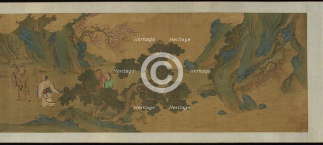 Landscape with Daoist immortals in the mountains, Ming or Qing dynasty, 17th century. Creator: Unknown.