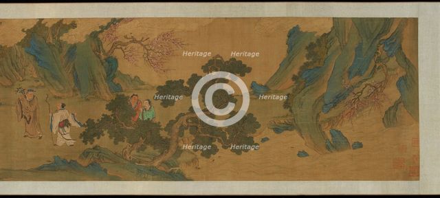 Landscape with Daoist immortals in the mountains, Ming or Qing dynasty, 17th century. Creator: Unknown.