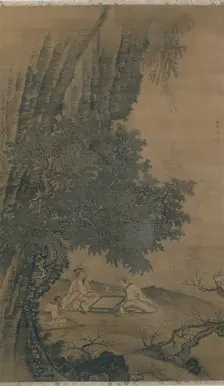 Landscape with Daoist Immortals Playing Weiqi, Ming dynasty (1368-1644), 15th century. Creator: Dai Jin