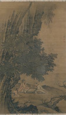 Landscape with Daoist Immortals Playing Weiqi, Ming dynasty (1368-1644), 15th century. Creator: Dai Jin