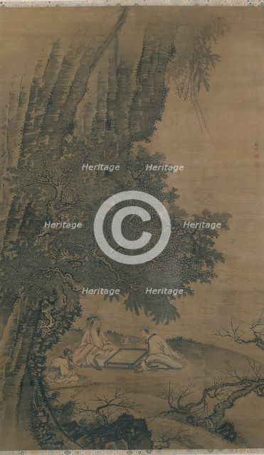 Landscape with Daoist Immortals Playing Weiqi, Ming dynasty (1368-1644), 15th century. Creator: Dai Jin.