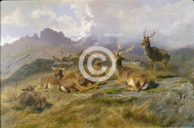 Landscape with Deer, 1887. Creator: Rosa Bonheur.