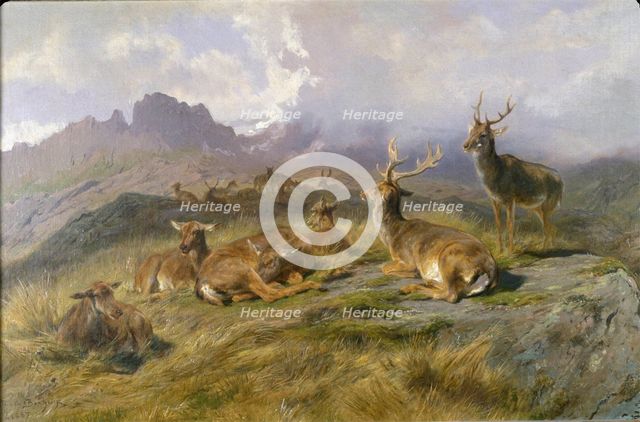 Landscape with Deer, 1887. Creator: Rosa Bonheur.