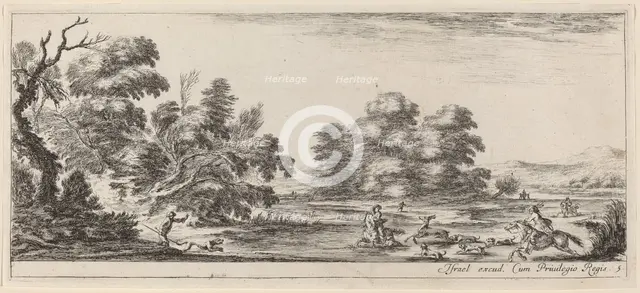 Landscape with Deer Hunt, in or before 1647. Creator: Stefano della Bella.
