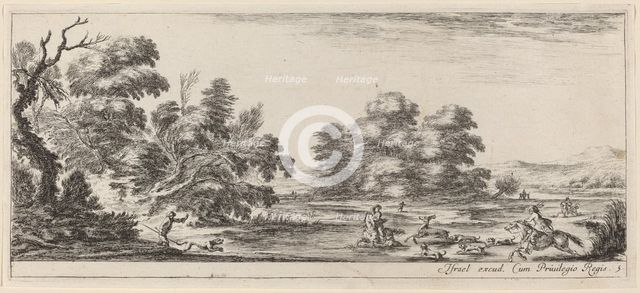 Landscape with Deer Hunt, in or before 1647. Creator: Stefano della Bella.
