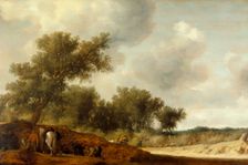 Landscape with Deer Hunters, c1630. Creator: Salomon Ruysdael