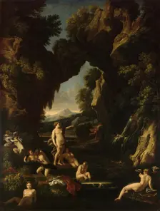 Landscape with Diana and Actaeon, 1667. Creators: Carlo Maratti, Gaspard Dughet