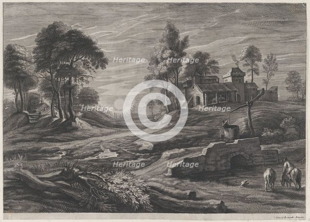 Landscape with Draw-Well, 1638-60. Creator: Cornelis Galle I.