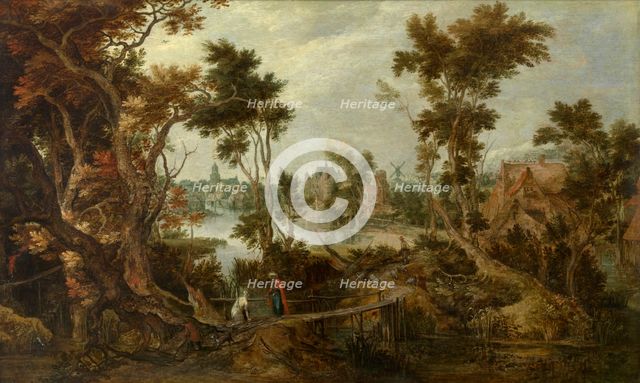 Landscape with Elias and the Widow of Sarefat, 1613. Creator: Gillis Claesz. de Hondecoeter.
