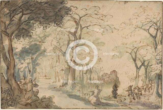 Landscape with Elisha Mocked, c. 1610. Creator: David Vinckboons.