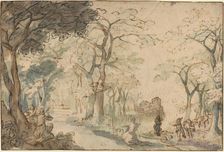 Landscape with Elisha Mocked, c. 1610. Creator: David Vinckboons