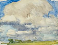 Landscape with expansive cloudy sky, c1875-1944. Creator: George Clausen