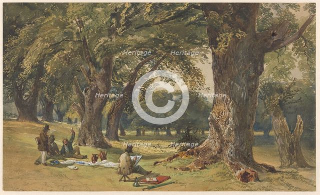 Landscape with four artists, 1830-1887. Creator: William Collingwood Smith.