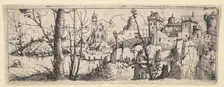 Landscape with Fort and a Church on a River, 1545. Creator: Augustin Hirschvogel