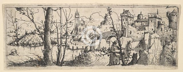 Landscape with Fort and a Church on a River, 1545. Creator: Augustin Hirschvogel.