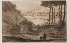 Landscape with Fortress and a Man on Horseback, after 1640. Creator: Roelandt Roghman