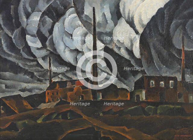 Landscape with factory building, Early 1920s. Creator: Nivinsky, Ignati Ignatyevich (1881-1933).
