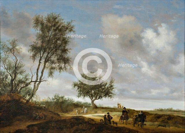 Landscape with Falcon Hunters on Horseback, 1648. Creator: Salomon Ruysdael.