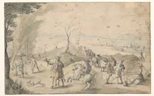 Landscape with falconers and herdsman, 1596-1653. Creator: Jan Wildens
