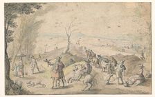 Landscape with falconers and herdsman, 1596-1653. Creator: Jan Wildens