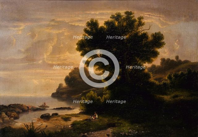 Landscape with Family by Lake, 1858. Creator: Robert Seldon Duncanson.