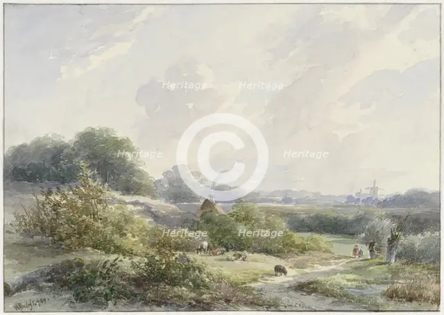 Landscape with farm and cattle, 1849. Creator: Willem Roelofs.