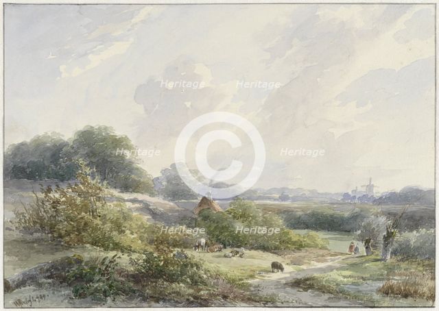 Landscape with farm and cattle, 1849. Creator: Willem Roelofs.