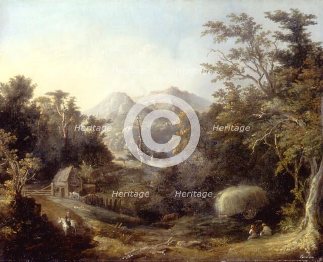 Landscape with Farm and Mountains, 1832. Creator: Charles Codman.