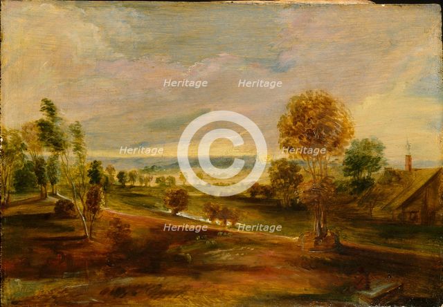 Landscape with Farm Buildings at Sunset, 1600-1640. Artist: Peter Paul Rubens.