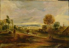 Landscape with Farm Buildings at Sunset, 1600-1640. Artist: Peter Paul Rubens