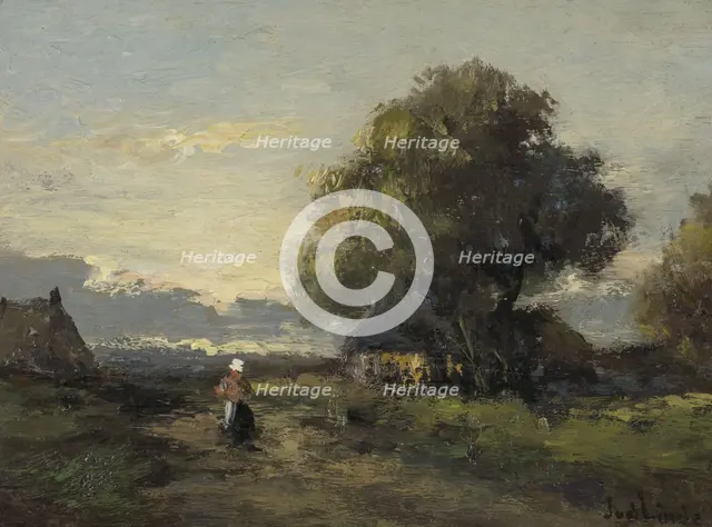 Landscape with Farmhouses, 1874-1945. Creator: Jan van der Linde.