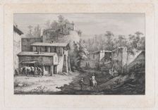 Landscape with Farrier, View of Terrebasse, France, 1808. Creator: Jean-Jacques de Boissieu