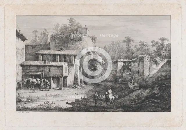 Landscape with Farrier, View of Terrebasse, France, 1808. Creator: Jean-Jacques de Boissieu.