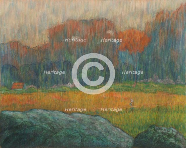 Landscape with Figure and Houses, c. 1891. Creator: Claude-Emile Schuffenecker (French, 1851-1934).