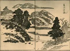 Landscape with figure crossing a bridge, 1809, (1924). Creator: Ogura Tokei