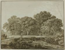 Landscape with Figure Crossing Bridge over Stream, n.d. Creator: Thomas Sandby