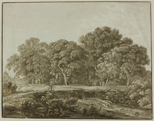 Landscape with Figure Crossing Bridge over Stream, n.d. Creator: Thomas Sandby