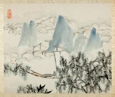 Landscape with Figure, from an album of Landscapes and Calligraphy for Liu..., 1895/96. Creator: Xugu